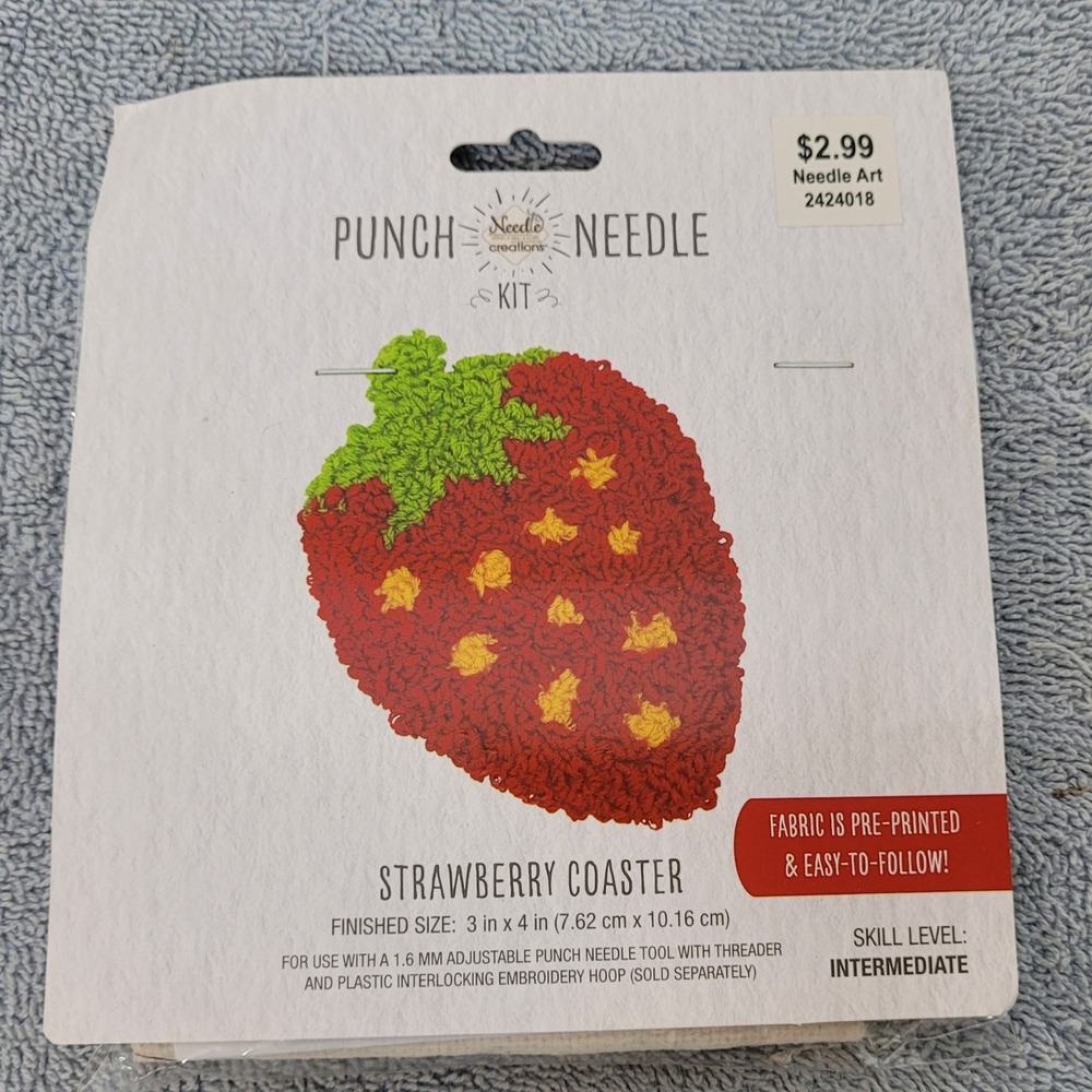 Needle Creations Strawberry Coaster Punch Needle Kit‎ NC-PNND-STRAWB Red Green